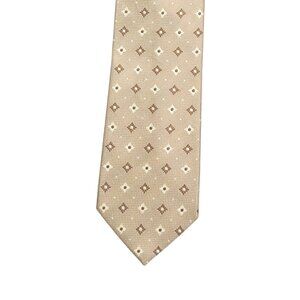 Basile Men’s Silk Jacquard Tie Gold Geometric 60” Designer Wide Tie New